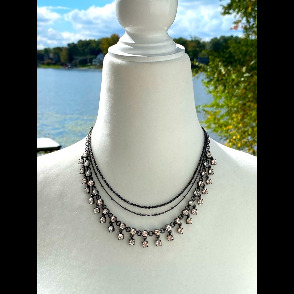*NWOT~Express Gunmetal Rhinestone Necklace
